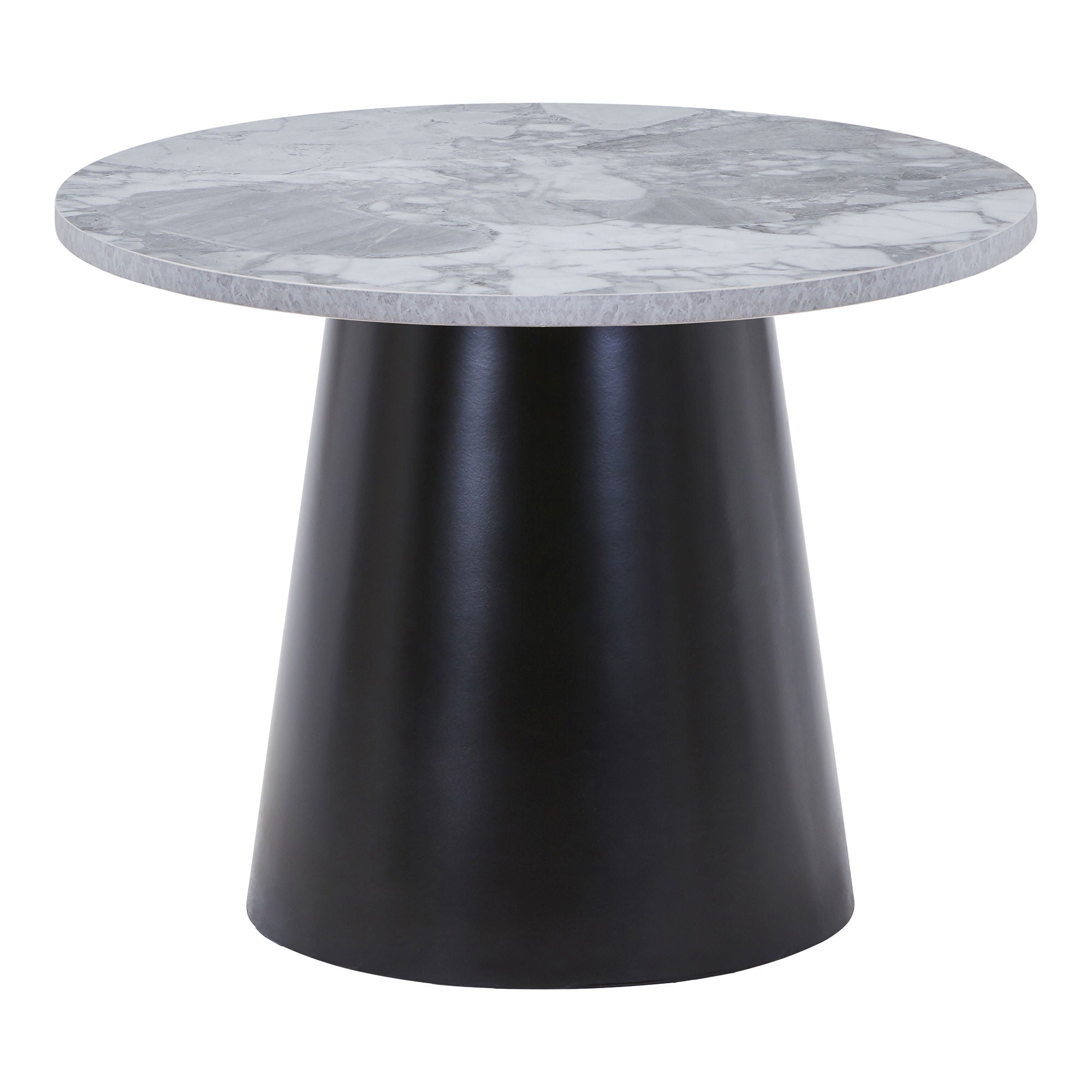 Brito Coffee Table - Coffee table, marble look, grey/black<br>ø60x45 cm